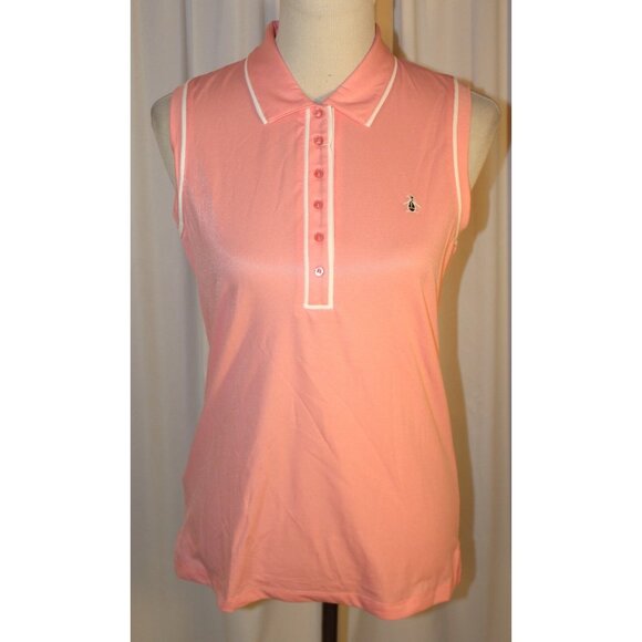 NEW Original Penguin Women's SMALL Veronica Sleeveless Golf Polo Shirt PINK - Picture 1 of 3